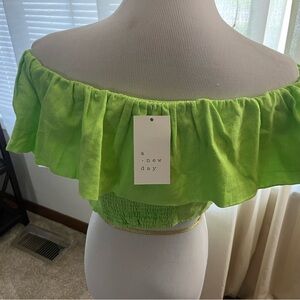 A New Day NWT Women's Lime Green Off-Shoulder crop Top size xl